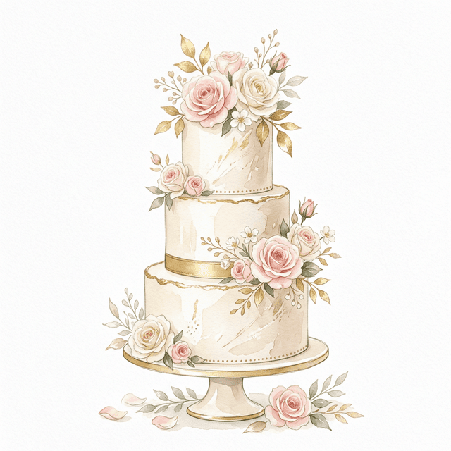 Wedding cake watercolor illustration